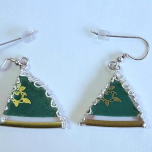 grüne Porzellanohrhänger mit Silber-Fassung